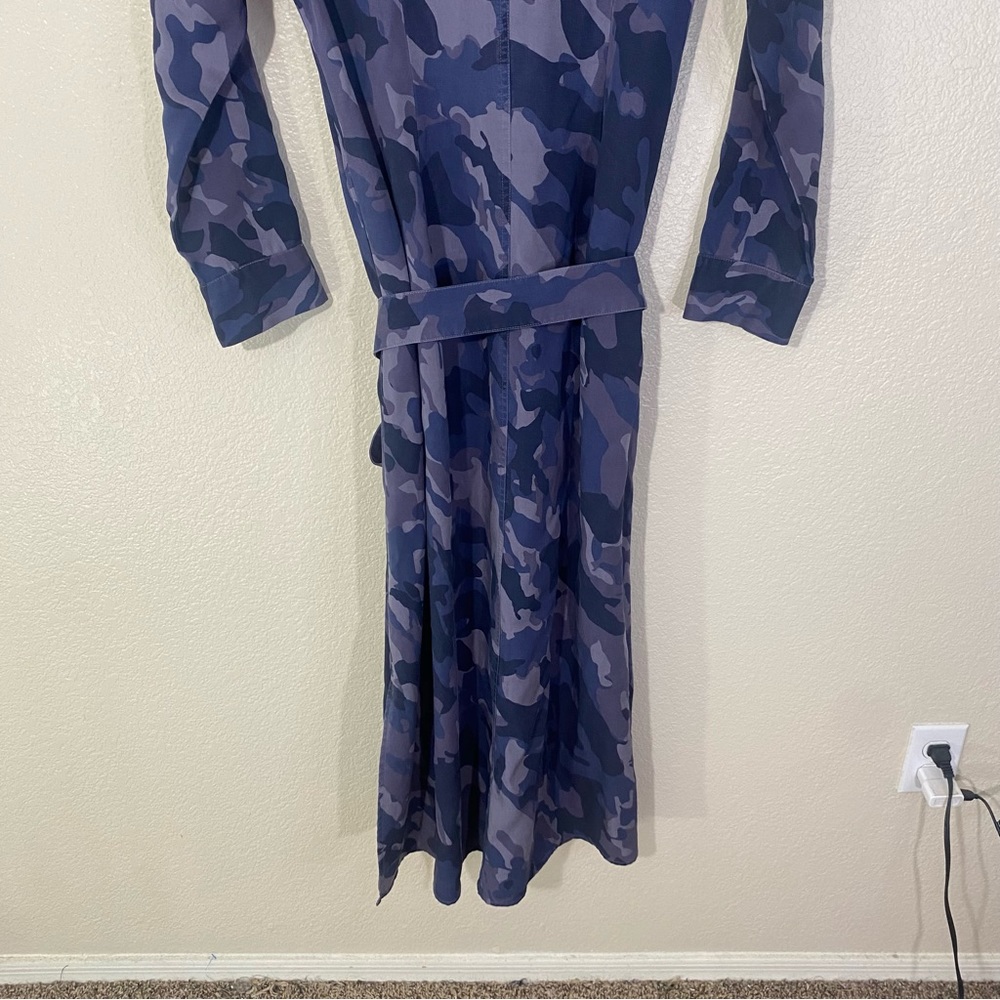 Soft Surroundings Mixed Blue Camo Button Down Belted Maxi Dress PS - Picture 11 of 11